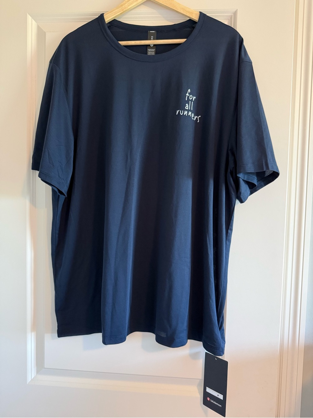 Lululemon Mile Maker Mesh Short Sleeve Graphic TRNV True Navy Men Size XL NWT